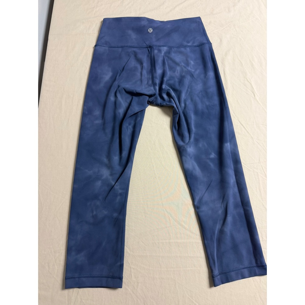 Lululemon High Rise Crop Leggings Blue Cloud Wash Tie Dye Yoga Pants 21 Inseam - Picture 4 of 6
